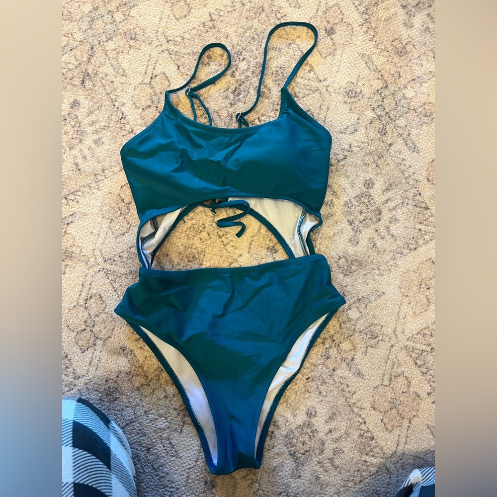 Teal Cutout One-Piece Swimsuit